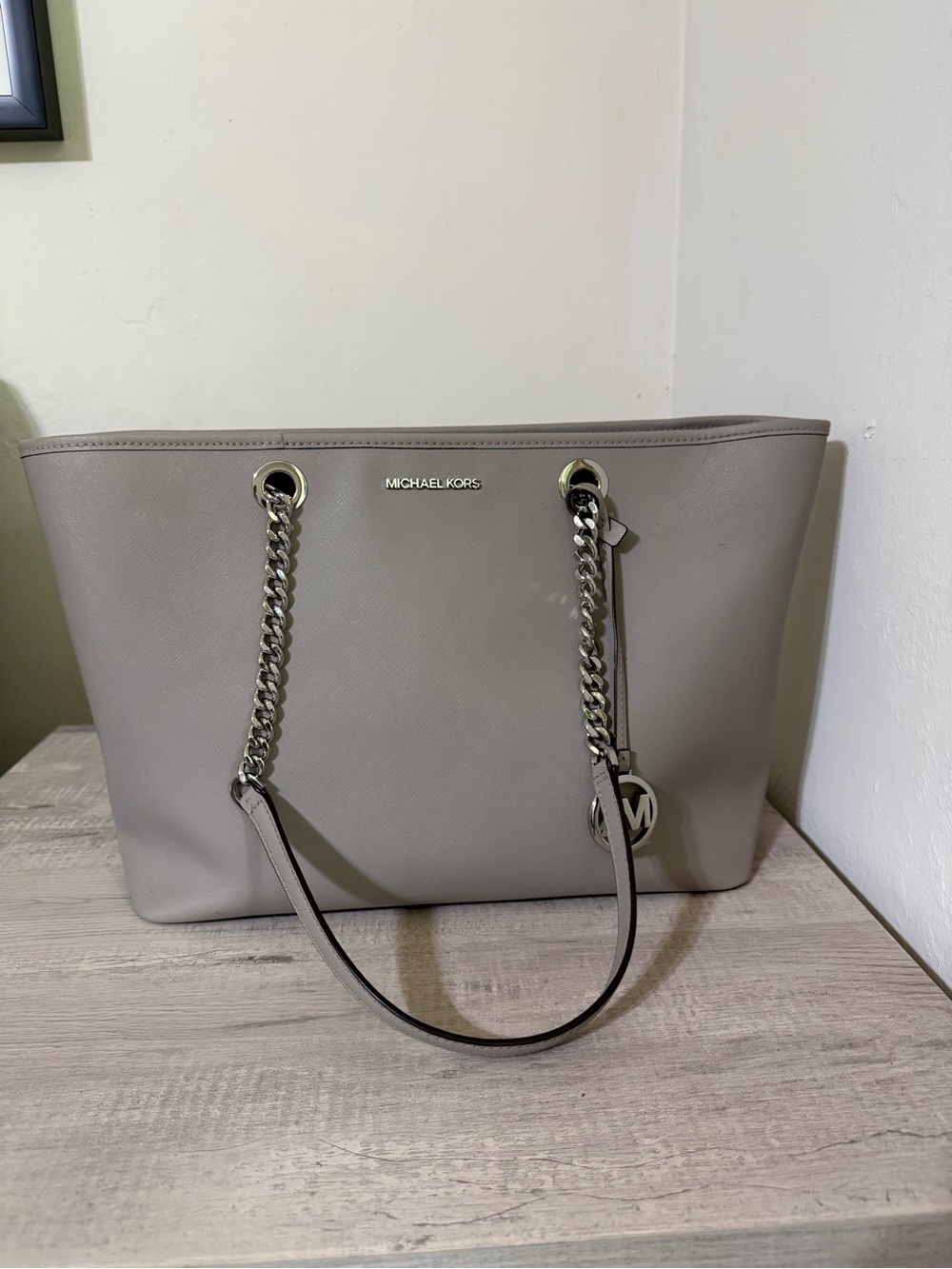Michael Kors Taupe Chain-Handle Tote